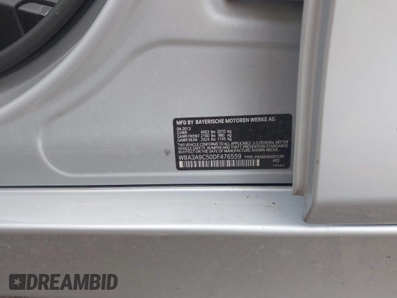 2013 BMW 3 Series 335i с VIN WBA3A9C50DF476559, выставлен на аукционе IAAI как лот 41723123 с пробегом 121 585 миль миль и . История ставок и продаж доступна на DreamBid. Изображение 9.