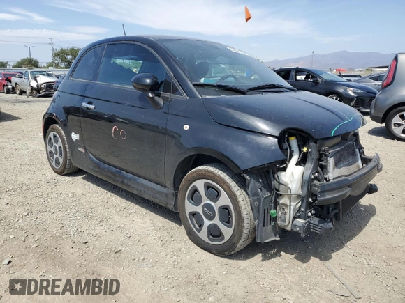 2017 FIAT 500e with VIN 3C3CFFGE5HT524117, listed as a Copart auction lot 58864585 with 65,393 mi miles and Salvage title. Bid and sale history available at DreamBid. Image 4.