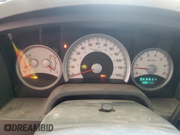 2007 Dodge Dakota SLT with VIN 1D7HW48PX7S195197, listed as a Copart auction lot 44504705 with 206,111 mi miles and Clean Title. Bid and sale history available at carsss.com. Image 9.