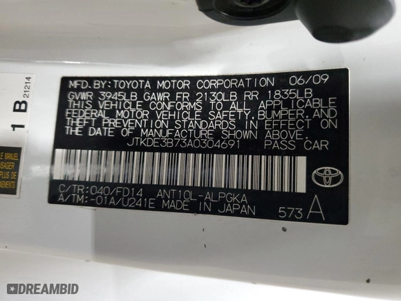 2010 Scion tC with VIN JTKDE3B73A0304691, listed as a Copart auction lot 54077075 with 184,037 mi miles and Clean Title. Bid and sale history available at carsss.com. Image 12.