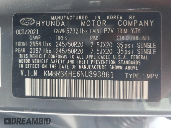 2022 Hyundai Palisade SEL z VIN KM8R34HE6NU393861, wystawiony jako Copart lot #67825744 z przebiegiem 43 601 mil mil oraz Nie do naprawy • Non repairable. Historia ofert i sprzedaży dostępna na DreamBid. Obrazek 16.