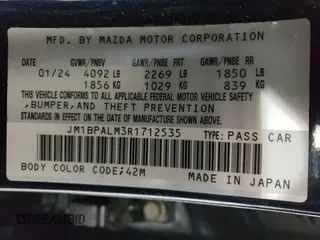 2024 Mazda 3 S Preferred with VIN JM1BPALM3R1712535, listed as a Copart auction lot 84001784 with 19,994 mi miles and Clean title. Bid and sale history available at DreamBid. Image 12.