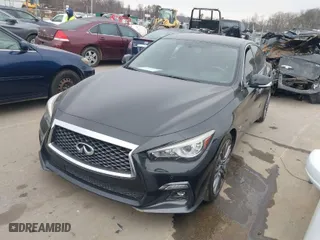 2018 Infiniti Q50 RED SPORT 400 with VIN JN1FV7APXJM460621, listed as a IAAI auction lot 41624211 with 56,513 mi miles. Bid and sale history available at carsss.com. Image 2.