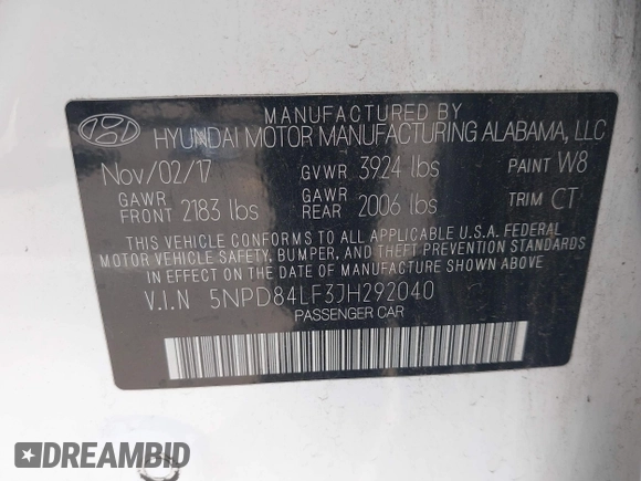2018 Hyundai Elantra SEL with VIN 5NPD84LF3JH292040, listed as a IAAI auction lot 42170406 with 174,293 mi miles and . Bid and sale history available at DreamBid. Image 9.
