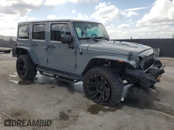 2017 Jeep Wrangler Unlimited 75th Anniversary with VIN 1C4BJWEG6HL676557, listed as a Copart auction lot 55426945 with 75,741 mi miles and Salvage title. Bid and sale history available at DreamBid. Image 4.