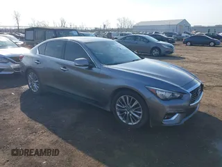 2019 Infiniti Q50 3.0t LUXE with VIN JN1EV7AP7KM513059, listed as a IAAI auction lot 41737122 with 77,337 mi miles. Bid and sale history available at carsss.com. Image 1.