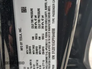2023 Tesla Model 3 with VIN 5YJ3E1EA3PF644898, listed as a Copart auction lot 50427685 with 36,488 mi miles and Salvage Title. Bid and sale history available at DreamBid. Image 12.