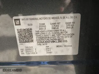 2019 Chevrolet Equinox LT with VIN 3GNAXKEV9KL280305, listed as a IAAI auction lot 41651487 with 79,551 mi miles. Bid and sale history available at carsss.com. Image 9.