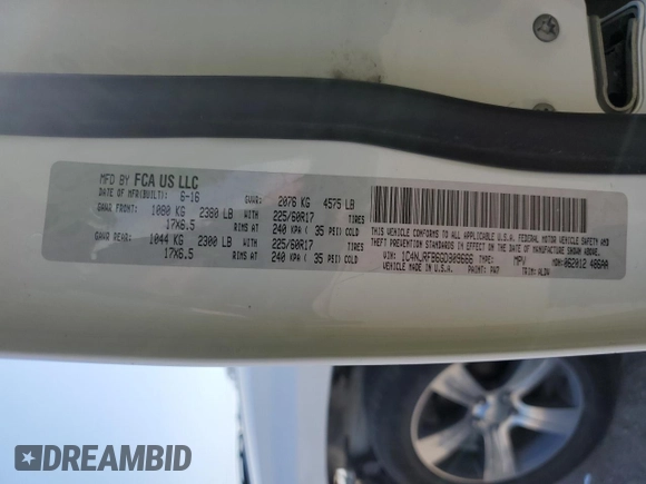 2016 Jeep Patriot High Altitude with VIN 1C4NJRFB6GD809666, listed as a Copart auction lot 56162185 with 73,752 mi miles and Salvage title. Bid and sale history available at DreamBid. Image 13.