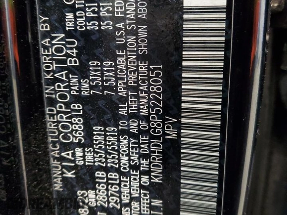 2023 Kia Sorento EX with VIN KNDRHDLG8P5228051, listed as a Copart auction lot 57445865 with 11,770 mi miles and Salvage title. Bid and sale history available at DreamBid. Image 13.