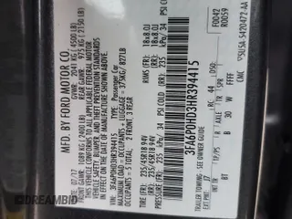 2017 Ford Fusion SE with VIN 3FA6P0HD3HR394415, listed as a Copart auction lot 49712895 with 96,066 mi miles and Salvage Title. Bid and sale history available at carsss.com. Image 12.