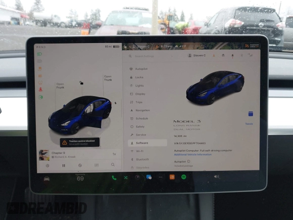 2023 Tesla Model 3 Long Range with VIN 5YJ3E1EB5PF704463, listed as a IAAI auction lot 41916627 with 14,305 mi miles and . Bid and sale history available at DreamBid. Image 18.