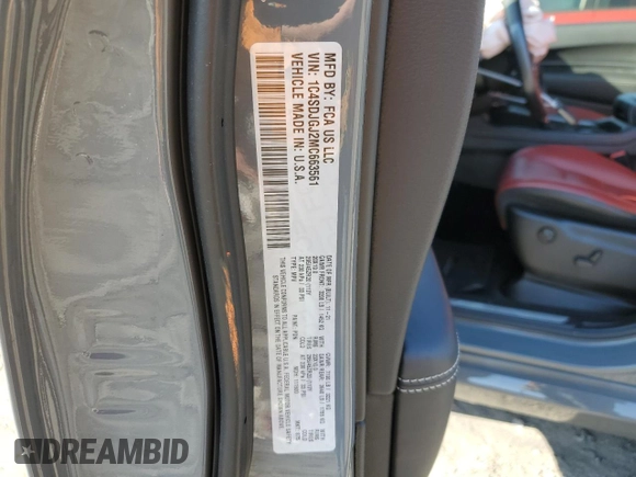 2021 Dodge Durango SRT 392 with VIN 1C4SDJGJ2MC663561, listed as a Copart auction lot 48911065 with 49,351 mi miles and Salvage title. Bid and sale history available at DreamBid. Image 13.