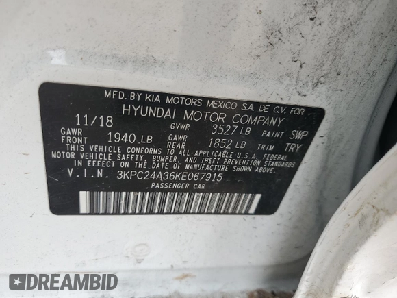 2019 Hyundai Accent SE with VIN 3KPC24A36KE067915, listed as a Copart auction lot 64745104 with 122,745 mi miles and Salvage Title. Bid and sale history available at carsss.com. Image 12.