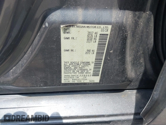 2018 Nissan Altima SR with VIN 1N4AL3AP2JC229312, listed as a IAAI auction lot 42099101 with 106,408 mi miles and . Bid and sale history available at carsss.com. Image 9.