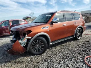 2018 Nissan Armada Platinum with VIN JN8AY2NF4J9330585, listed as a Copart auction lot 50586105 with 64,496 mi miles and Salvage Title. Bid and sale history available at carsss.com. Image 1.