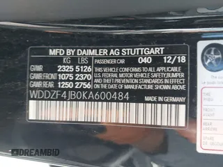 2019 Mercedes-Benz E-Class E 300 with VIN WDDZF4JB0KA600484, listed as a IAAI auction lot 41806241 with 43,038 mi miles. Bid and sale history available at carsss.com. Image 9.