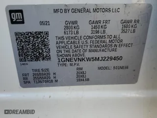 2021 Chevrolet Traverse High Country with VIN 1GNEVNKW5MJ229450, listed as a Copart auction lot 44260125 with 61,114 mi miles and Salvage Title. Bid and sale history available at carsss.com. Image 16.