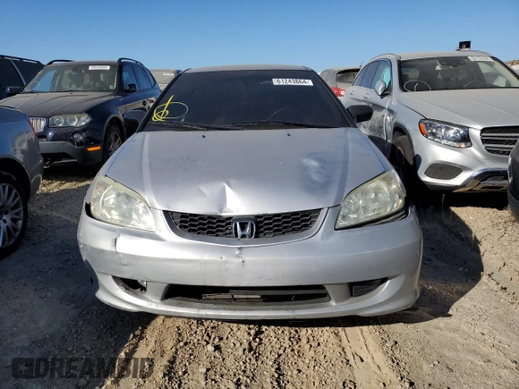 2005 Honda Civic Cpe VP with VIN 1HGEM22165L049626, listed as a Copart auction lot 61243864 with 198,491 mi miles and Salvage Title. Bid and sale history available at carsss.com. Image 5.