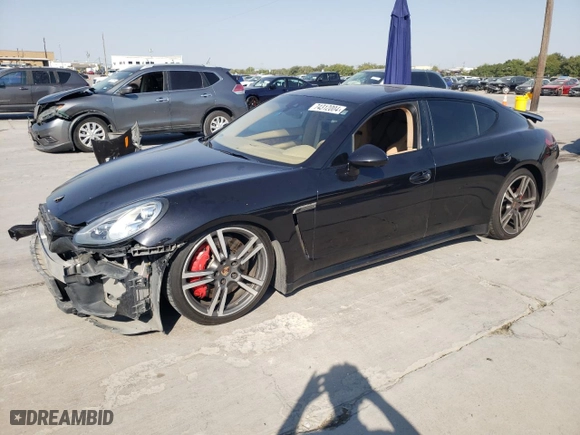 2014 Porsche Panamera GTS with VIN WP0AF2A73EL083388, listed as a Copart auction lot 74312004 with 106,386 mi miles and Salvage Title. Bid and sale history available at carsss.com. Image 1.