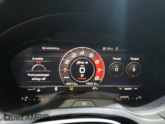 2018 Audi RS 3 z VIN WUABWGFF7J1904308, wystawiony jako Copart lot #49992915 z przebiegiem 45 513 mil mil oraz Szkoda całkowita • Salvage title. Historia ofert i sprzedaży dostępna na DreamBid. Obrazek 9.