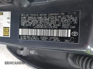 2013 Toyota Prius One with VIN JTDKN3DU9D1630396, listed as a IAAI auction lot 42141438 with 96,295 mi miles. Bid and sale history available at carsss.com. Image 9.
