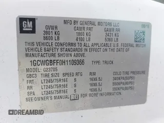 2017 Chevrolet Express Cargo Van with VIN 1GCWGBFF0H1109366, listed as a IAAI auction lot 41494549 with 181,398 mi miles. Bid and sale history available at carsss.com. Image 9.
