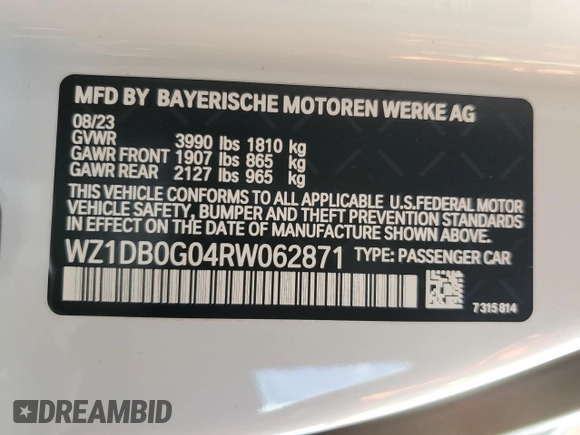 2024 Toyota Supra 3.0 with VIN WZ1DB0G04RW062871, listed as a Copart auction lot 71675774 with 6,941 mi miles and Salvage title. Bid and sale history available at DreamBid. Image 14.