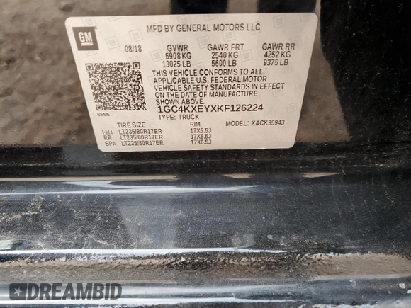 2019 Chevrolet Silverado 3500HD LTZ with VIN 1GC4KXEYXKF126224, listed as a Copart auction lot 83394624 with 75,057 mi miles and Salvage Title. Bid and sale history available at carsss.com. Image 12.