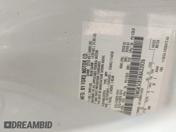2019 Ford Flex SEL z VIN 2FMGK5C85KBA32026, wystawiony jako IAAI lot #41906819 z przebiegiem 75 295 mil mil oraz . Historia ofert i sprzedaży dostępna na DreamBid. Obrazek 9.