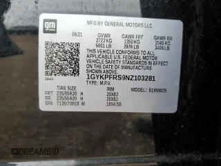 2022 Cadillac XT6 Premium Luxury z VIN 1GYKPFRS9NZ103281, wystawiony jako Copart lot #55118485 z przebiegiem 52 413 mil mil oraz Szkoda całkowita • Salvage title. Historia ofert i sprzedaży dostępna na DreamBid. Obrazek 13.