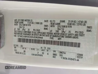 2013 Ford Escape SEL with VIN 1FMCU9HXXDUD82944, listed as a IAAI auction lot 42079667 with 97,304 mi miles. Bid and sale history available at carsss.com. Image 9.