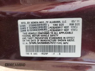 2011 Honda Odyssey LX z VIN 5FNRL5H26BB057972, wystawiony jako Copart lot #59302325 z przebiegiem 280 460 mil mil oraz Czysty tytuł • Clean title. Historia ofert i sprzedaży dostępna na DreamBid. Obrazek 13.
