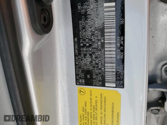 2008 Lexus RX 400h with VIN JTJGW31U482005960, listed as a Copart auction lot 61951524 with Not Provided miles and Salvage Title. Bid and sale history available at DreamBid. Image 12.
