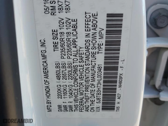 2017 Acura RDX w/Advance Pkg with VIN 5J8TB3H73HL003481, listed as a Copart auction lot 84628144 with 116,808 mi miles and Salvage Title. Bid and sale history available at carsss.com. Image 13.