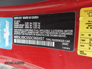 2013 BMW M6 z VIN WBSLX9C55DC968497, wystawiony jako IAAI lot #41863884 z przebiegiem 128 241 mil mil oraz . Historia ofert i sprzedaży dostępna na DreamBid. Obrazek 9.
