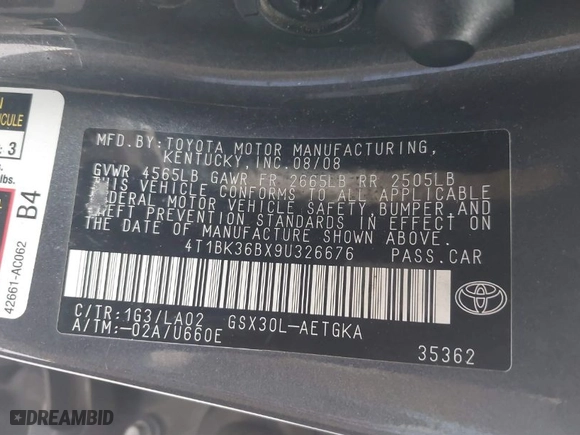 2009 Toyota Avalon XL with VIN 4T1BK36BX9U326676, listed as a IAAI auction lot 40436762 with 137,905 mi miles. Bid and sale history available at carsss.com. Image 9.