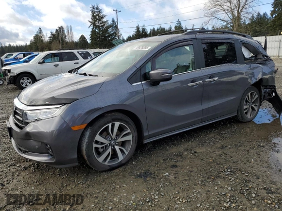 2021 Honda Odyssey Touring with VIN 5FNRL6H87MB033970, listed as a Copart auction lot 48928895 with 52,287 mi miles and Salvage Title. Bid and sale history available at carsss.com. Image 1.