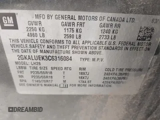 2012 GMC Terrain SLT-1 with VIN 2GKALUEK3C6316084, listed as a IAAI auction lot 42086376 with 236,683 mi miles and . Bid and sale history available at carsss.com. Image 9.