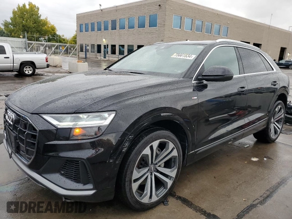 2020 Audi Q8 Premium Plus z VIN WA1EVAF1XLD004366, wystawiony jako Copart lot #75661534 z przebiegiem 52 301 mil mil oraz Szkoda całkowita • Salvage title. Historia ofert i sprzedaży dostępna na DreamBid. Obrazek 1.