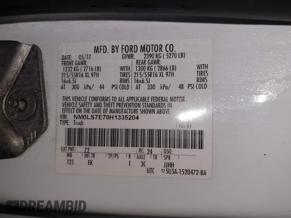 2017 Ford Transit Connect XL с VIN NM0LS7E70H1335204, выставлен на аукционе IAAI как лот 40925066 с пробегом 90 450 миль миль и . История ставок и продаж доступна на DreamBid. Изображение 9.