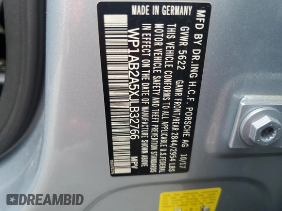 2018 Porsche Macan S с VIN WP1AB2A5XJLB32766, выставлен на аукционе Copart как лот 59599545 с пробегом 60 299 миль миль и Списание • Salvage title. История ставок и продаж доступна на DreamBid. Изображение 13.