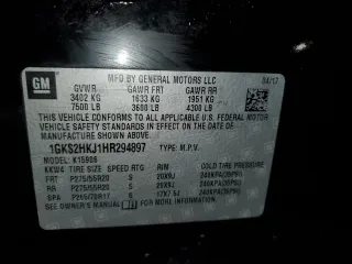 2017 GMC Yukon XL Denali with VIN 1GKS2HKJ1HR294897, listed as a Copart auction lot 45188175 with 153,009 mi miles and Salvage Title. Bid and sale history available at carsss.com. Image 13.