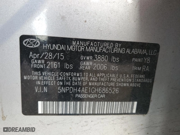 2016 Hyundai Elantra SE with VIN 5NPDH4AE1GH686526, listed as a Copart auction lot 50954645 with 100,558 mi miles and Salvage Title. Bid and sale history available at carsss.com. Image 12.