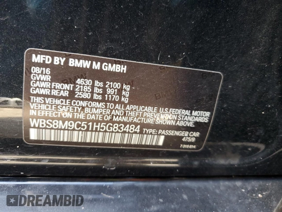2017 BMW M3 with VIN WBS8M9C51H5G83484, listed as a Copart auction lot 46678444 with 71,683 mi miles. Bid and sale history available at carsss.com. Image 12.