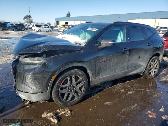 2020 Chevrolet Blazer LT with VIN 3GNKBJRS7LS622290, listed as a Copart auction lot 46069355 with 13,077 mi miles and Salvage Title. Bid and sale history available at carsss.com. Image 1.
