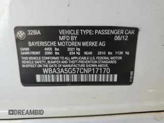 2012 BMW 3 Series 328i with VIN WBA3A5G57CNP17170, listed as a Copart auction lot 86886664 with 138,743 mi miles and Salvage Title. Bid and sale history available at carsss.com. Image 13.