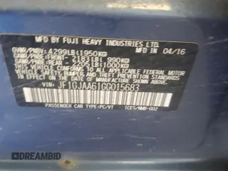 2016 Subaru Impreza с VIN JF1GJAA61GG015683, выставлен на аукционе Copart как лот 61599005 с пробегом 168 201 миль миль и Списание • Salvage title. История ставок и продаж доступна на DreamBid. Изображение 12.