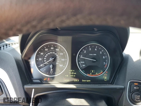 2014 BMW 2 Series 228i with VIN WBA1F5C58EV256093, listed as a Copart auction lot 57579434 with 74,596 mi miles and Salvage title. Bid and sale history available at DreamBid. Image 9.