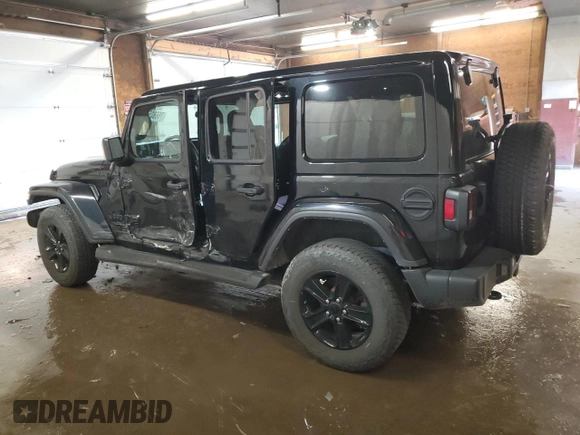 2021 Jeep Wrangler Unlimited Sahara High Altitude with VIN 1C4HJXEG4MW844446, listed as a Copart auction lot 76680594 with 27,124 mi miles and Salvage title. Bid and sale history available at DreamBid. Image 2.